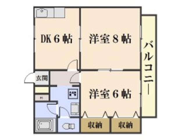 センティアム楷(2DK/1階)の間取り写真