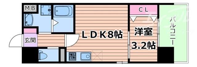 ビガーポリス486与力町公園II(1LDK/11階)の間取り写真