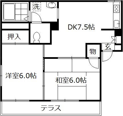 ゴードヴィラ(2DK/1階)の間取り写真