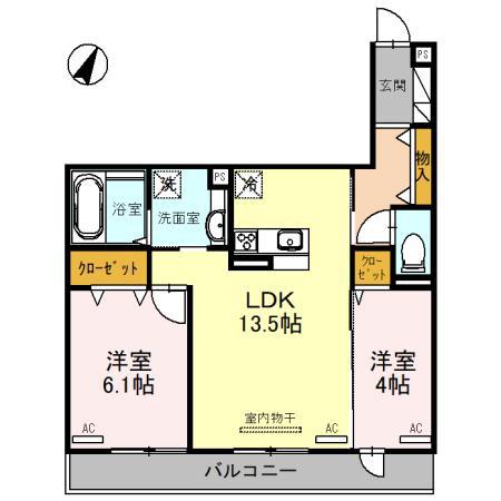 SAKURA甲子園三保町(2LDK/3階)の間取り写真