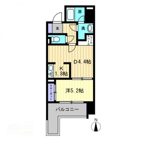 リアライズ瓦町(1DK/6階)の間取り写真