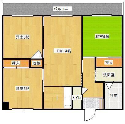 サンコーポ国分(3LDK/5階)の間取り写真