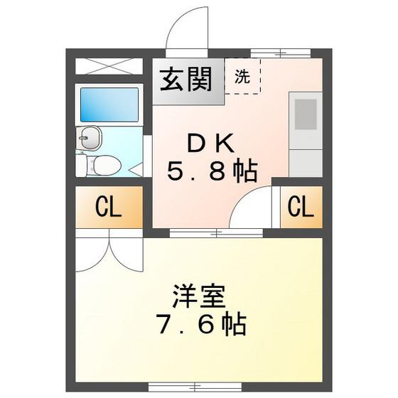 尾崎善ハイツ(1DK/1階)の間取り写真