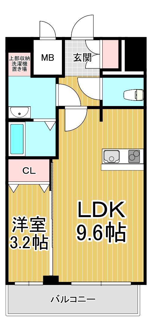 プレリス尼崎レーネヴィア(1LDK/13階)の間取り写真