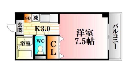 ベリーベル マンション(1K/4階)の間取り写真