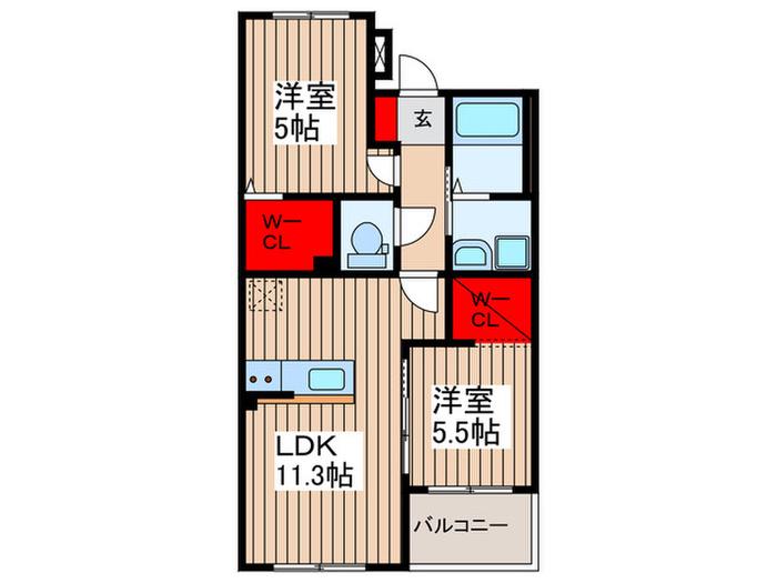 エスポワール(2LDK/1階)の間取り写真