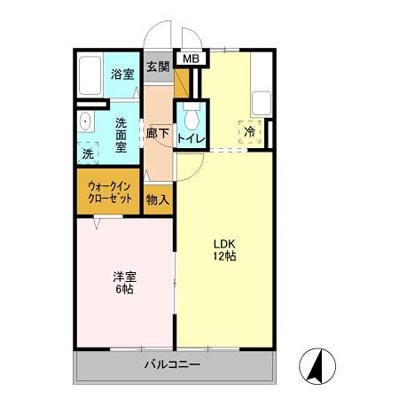 サンライズ蒲生(1LDK/3階)の間取り写真