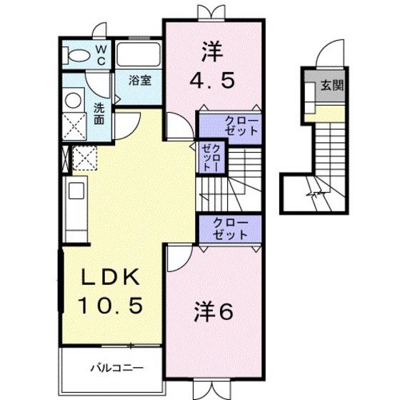 レジデンス田口(2LDK/2階)の間取り写真