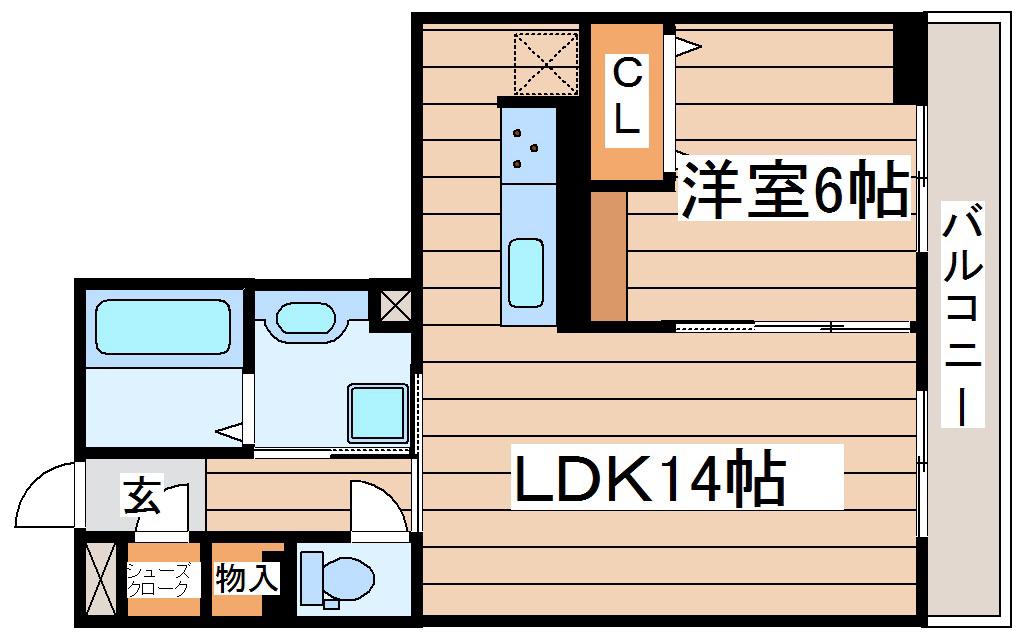 D-ROOM利府(1LDK/1階)の間取り写真