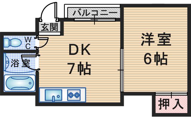 シャトル桜塚(1DK/2階)の間取り写真