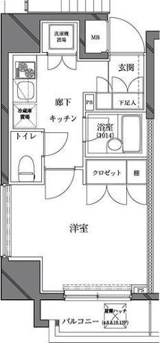 セジョリ西麻布(1K/2階)の間取り写真