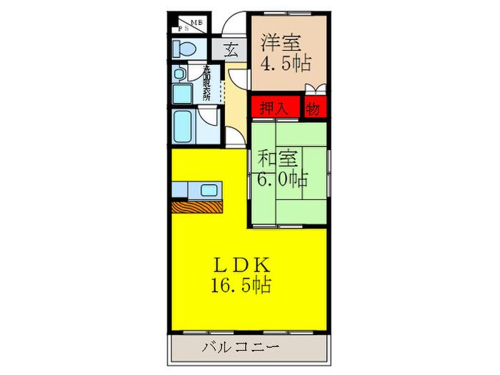 エントピアメゾン(2LDK/2階)の間取り写真