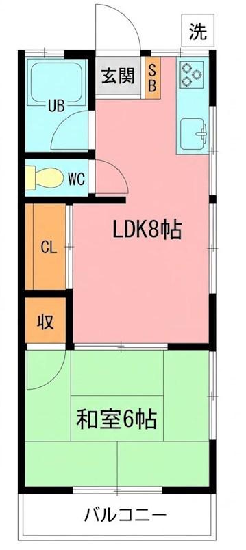 ひだまりヴィレッジ(1LDK/2階)の間取り写真