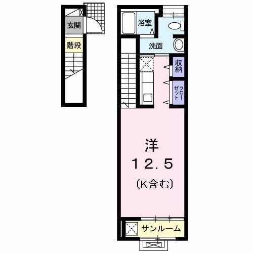カーサ ヴェルデ(ワンルーム/2階)の間取り写真