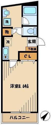 ゲートウェイ大崎(1K/2階)の間取り写真