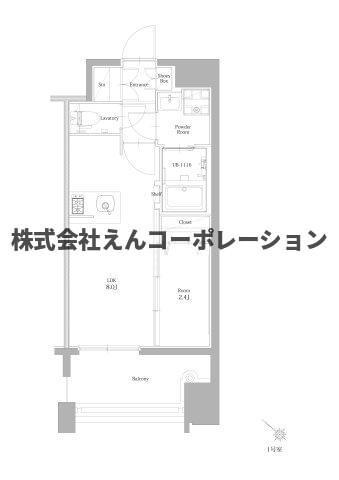 エンクレスト博多RIVERSIDE(1LDK/6階)の間取り写真