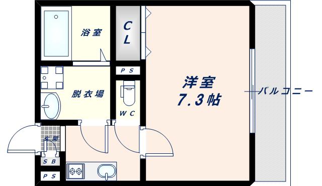 エステイトE森ノ宮(1K/2階)の間取り写真