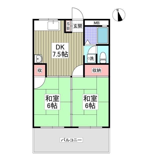 とくしんハイツ(2DK/3階)の間取り写真