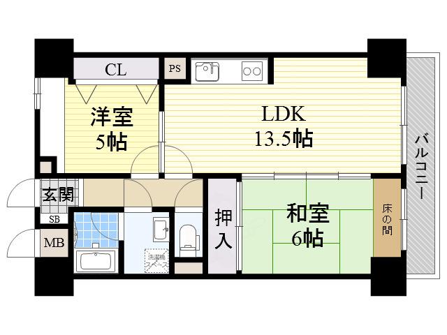 パークモダン住之江公園(2LDK/9階)の間取り写真