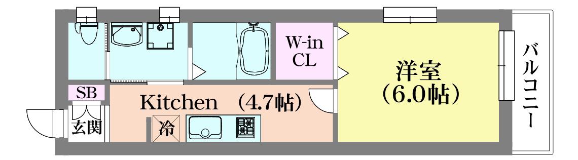 ナチュラルフロント(1K/2階)の間取り写真