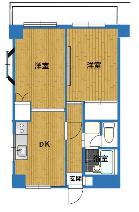 ロイヤル大和(2DK/6階)の間取り写真