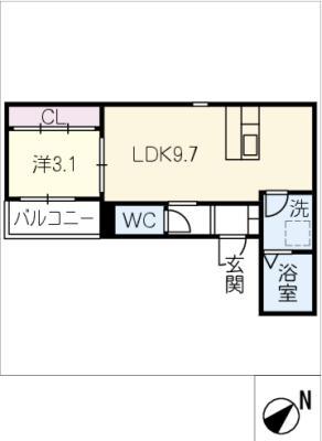 LE COCON 春日井II(1LDK/2階)の間取り写真