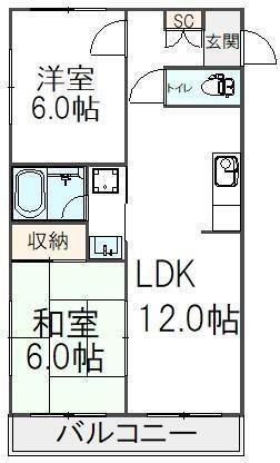 グレース浦安I(2LDK/1階)の間取り写真