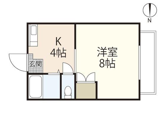 ハイツ矢賀新町II(1K/3階)の間取り写真