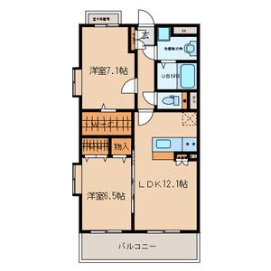 エスポワール学研都市(2LDK/3階)の間取り写真