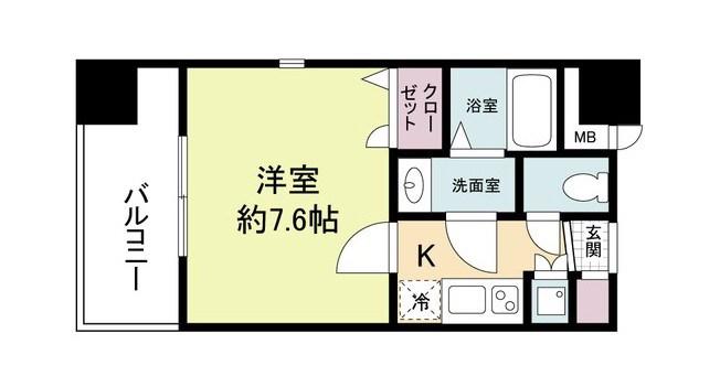 エルフィナ上呉服町(1K/3階)の間取り写真