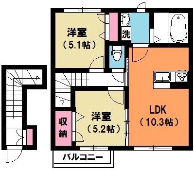 クレスティーク(2LDK/2階)の間取り写真