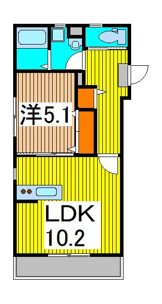 ザ・ビューノ一ツ木(1LDK/3階)の間取り写真