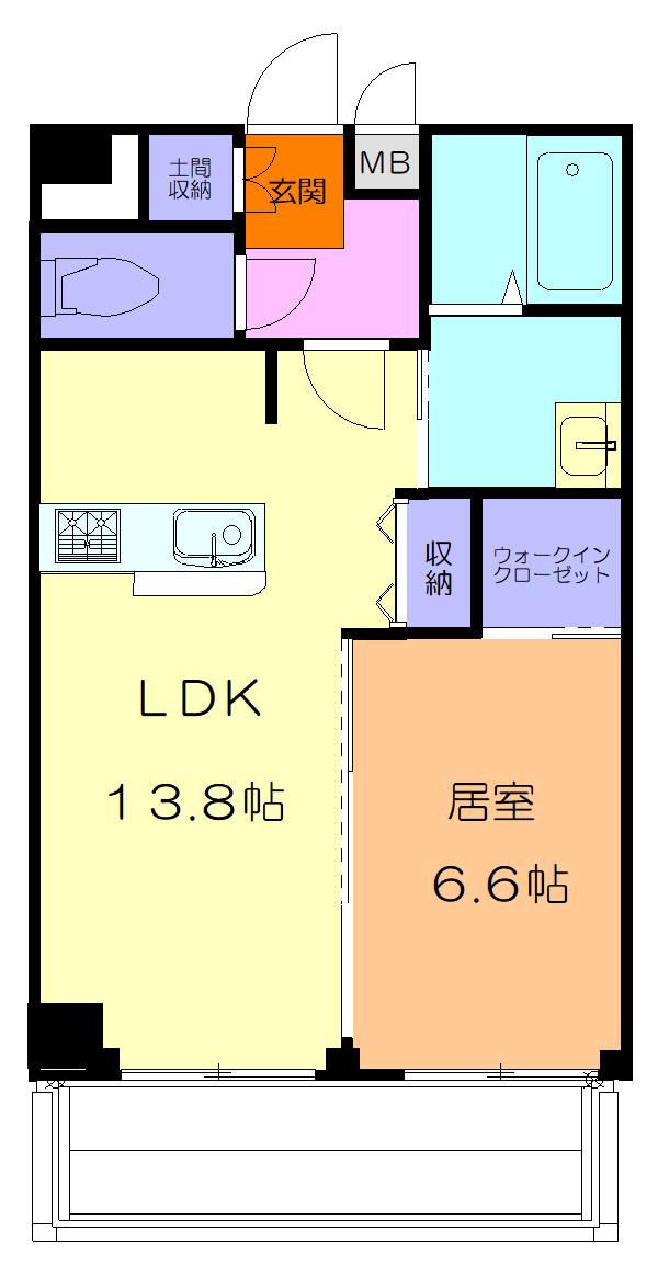 大明ビル(1LDK/4階)の間取り写真