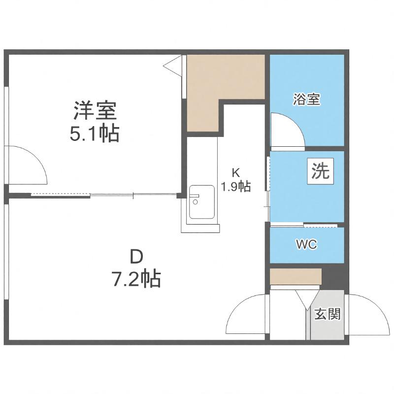 AQUAGARDEN平岸ウエスト(1LDK/3階)の間取り写真