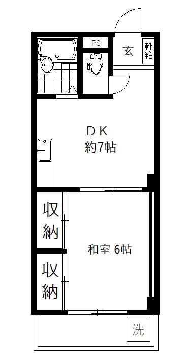 中澤ビル(1DK/2階)の間取り写真