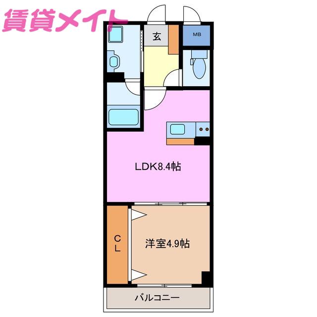 UMI NO MORI(1LDK/2階)の間取り写真