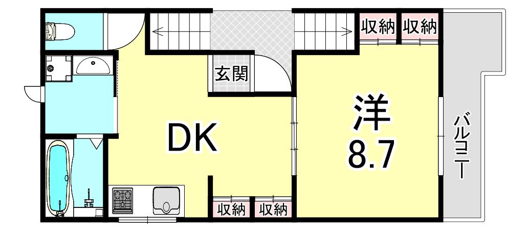 サンマリン川原(1DK/2階)の間取り写真