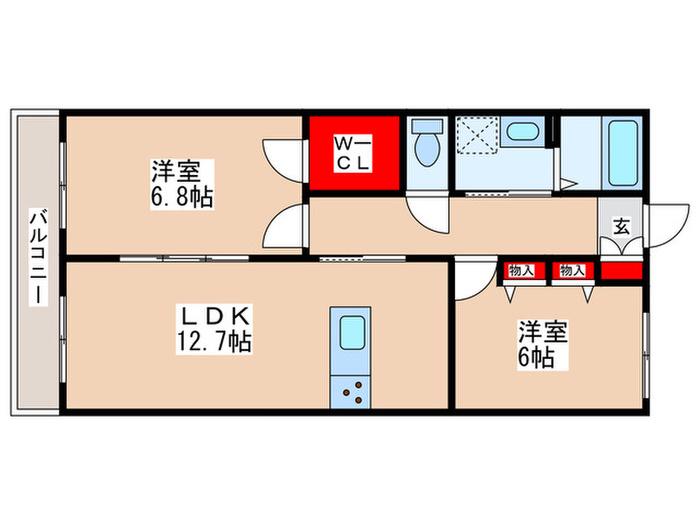 ニューノース壱番館(2LDK/1階)の間取り写真