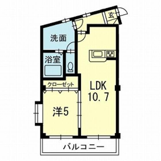 きらら3番館(1LDK/1階)の間取り写真
