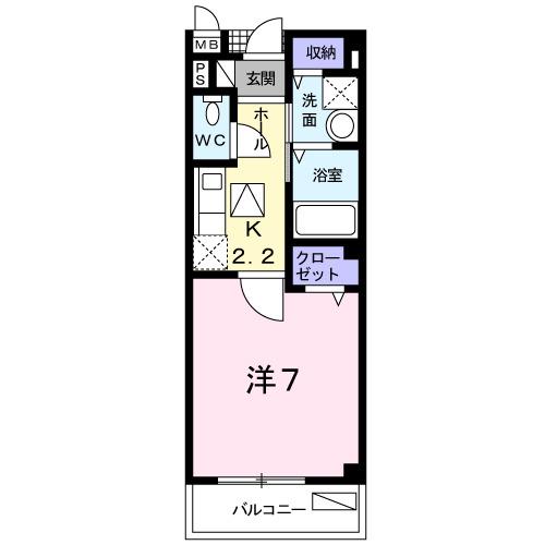 アンソレイエ(1K/1階)の間取り写真