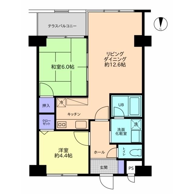 信開ドムス駅南(2LDK/6階)の間取り写真