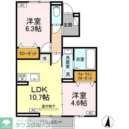 D-ROOM石神井台4丁目PJ A棟(2LDK/1階)の間取り写真