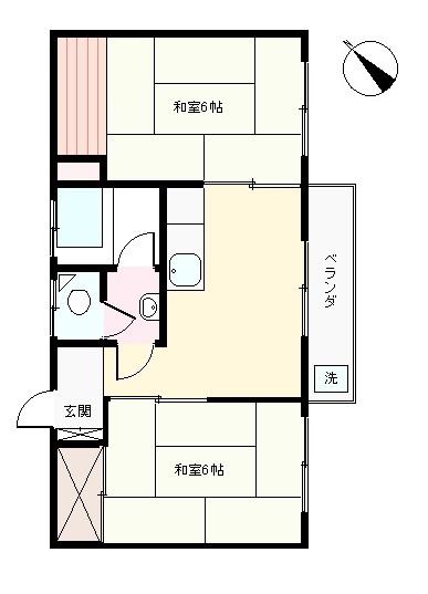 中村ハイツ(2DK/2階)の間取り写真