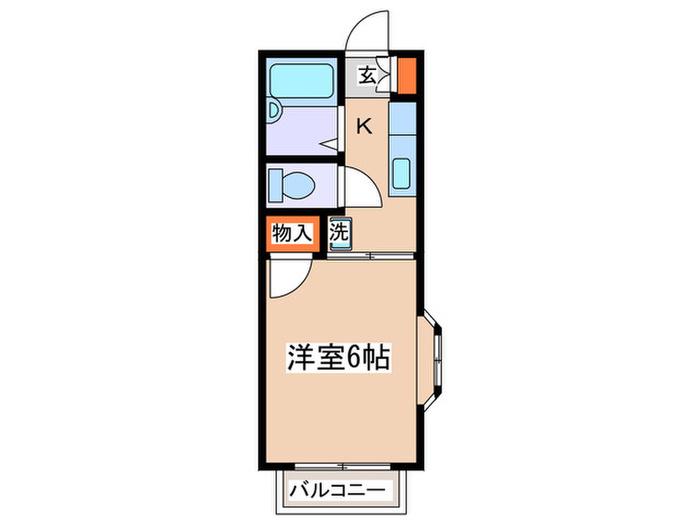 枡形ハイツ(1K/2階)の間取り写真