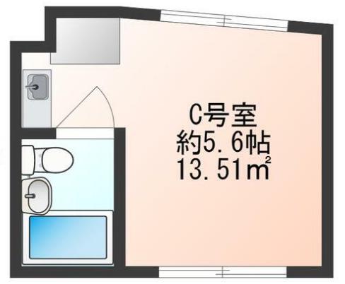 白糸台パークハイツ(ワンルーム/2階)の間取り写真