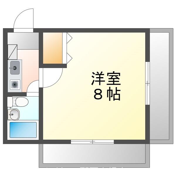 ツーサンハウス(1K/3階)の間取り写真