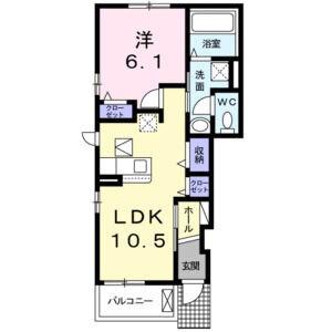 グレイスKIII(1LDK/1階)の間取り写真