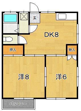 井上アパート(2DK/2階)の間取り写真
