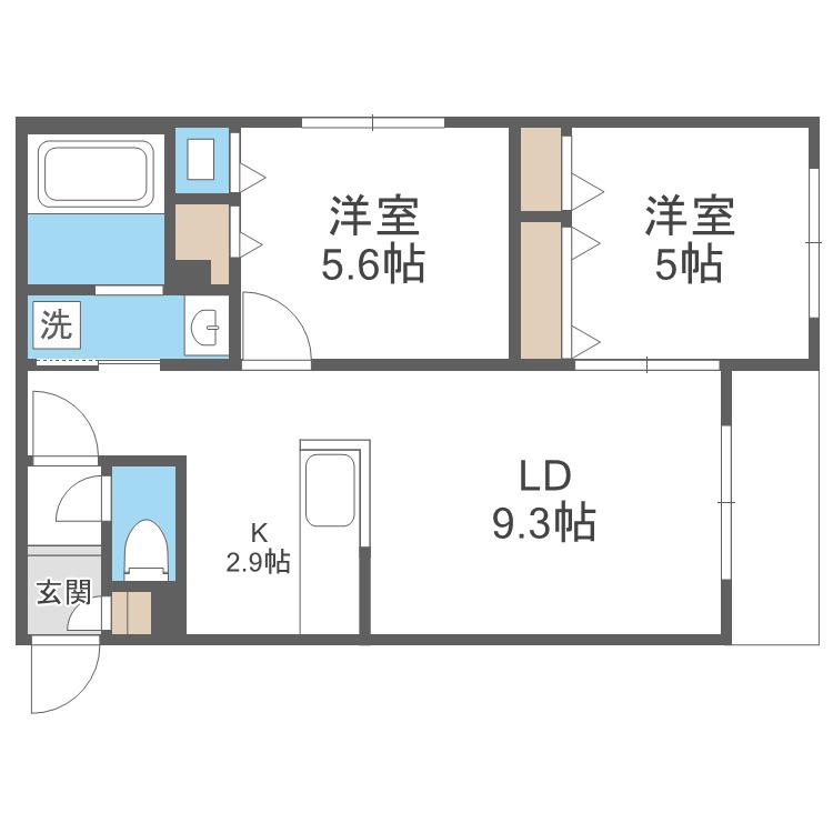 GRANDUKE北円山(2LDK/3階)の間取り写真