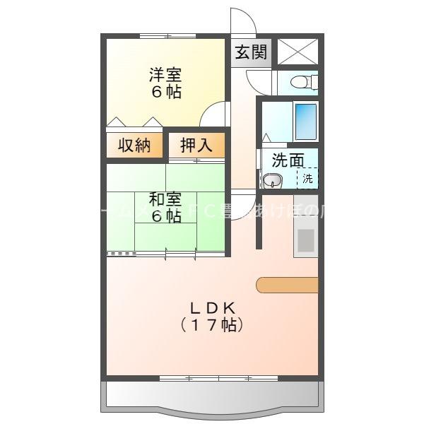 マンションきらら(2LDK/2階)の間取り写真